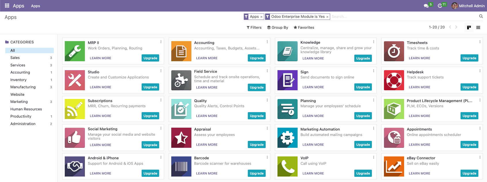 Odoo Enterprise Modules