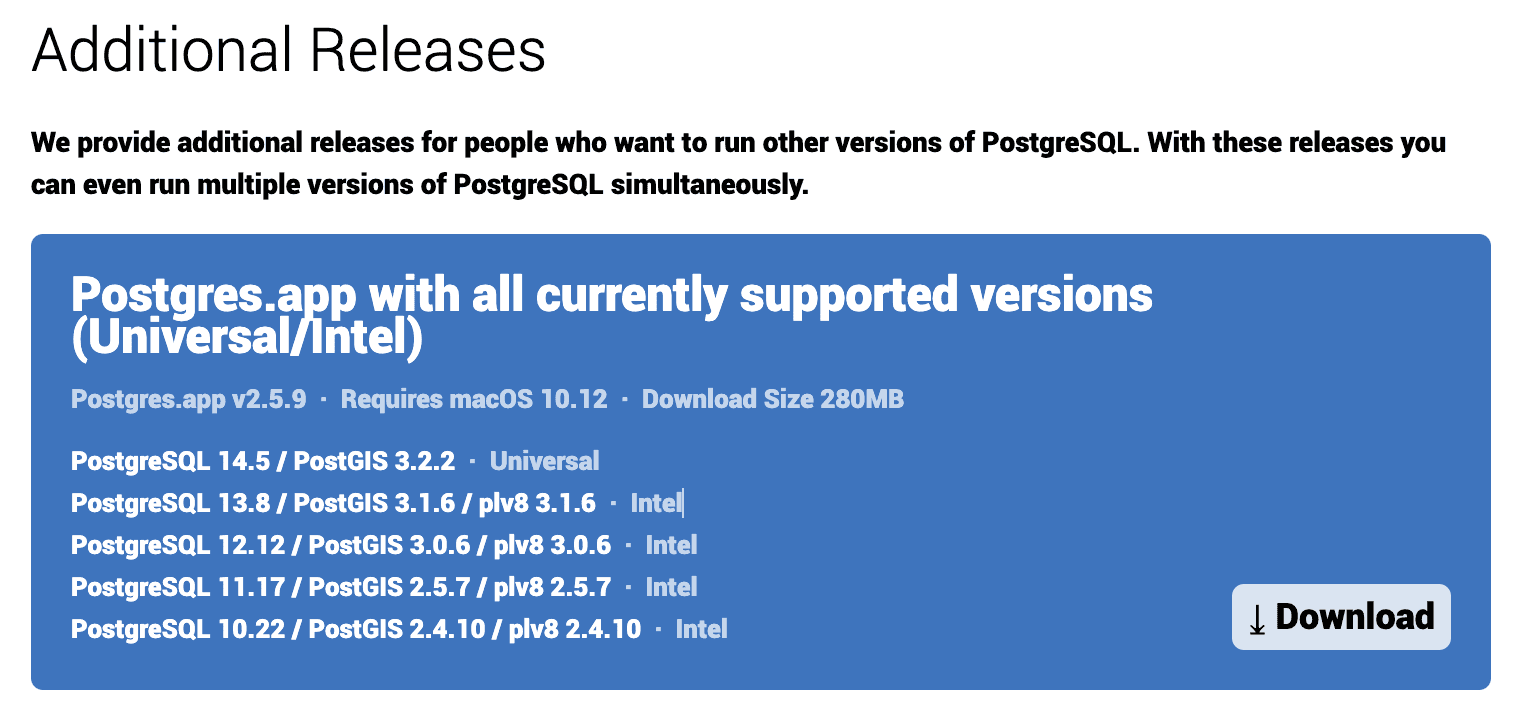 Postgres.App Versions