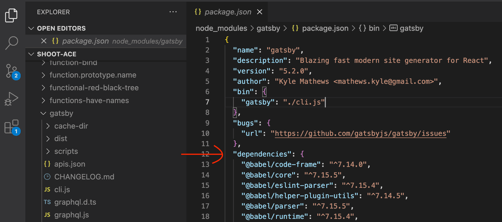 node modules gatsby dependencies