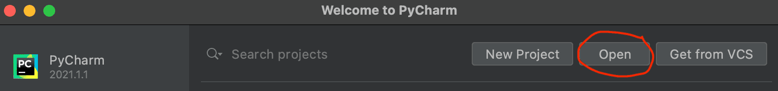 PyCharm Open Project