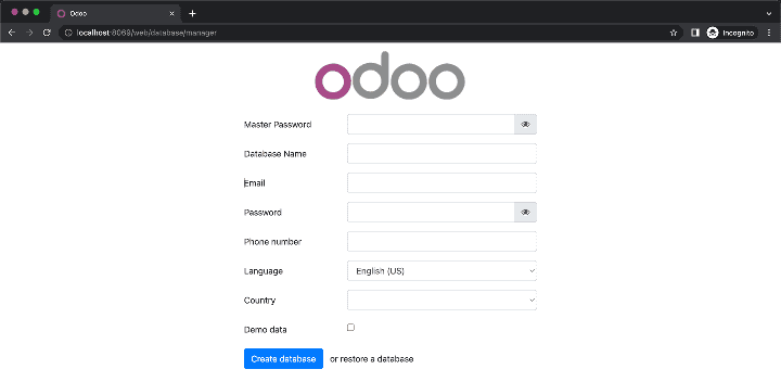 Odoo Manage Database